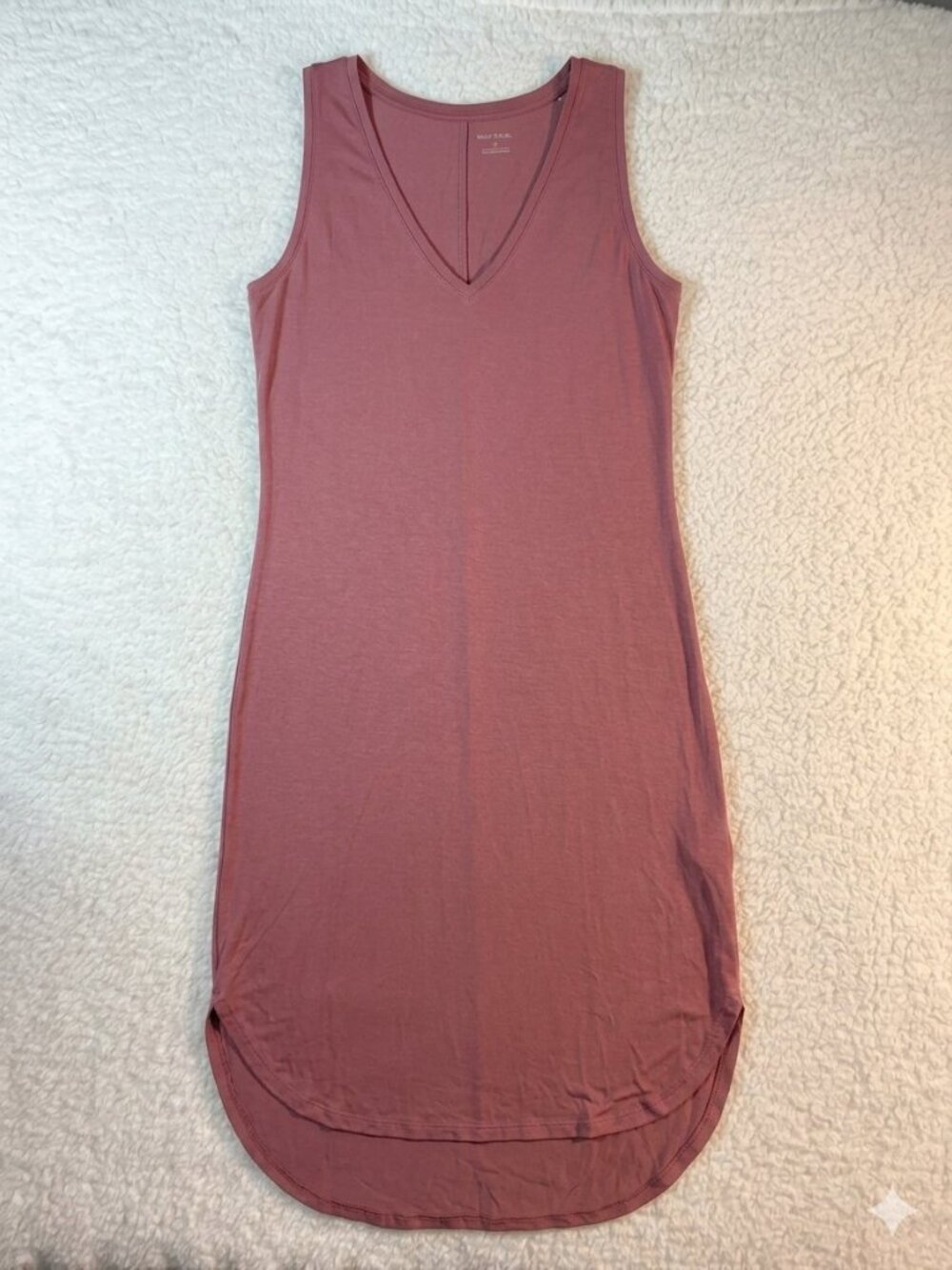 Daily Ritual Amazon Jersey Sleeveless V-Neck Midi Dress Dusty Rose M NWT